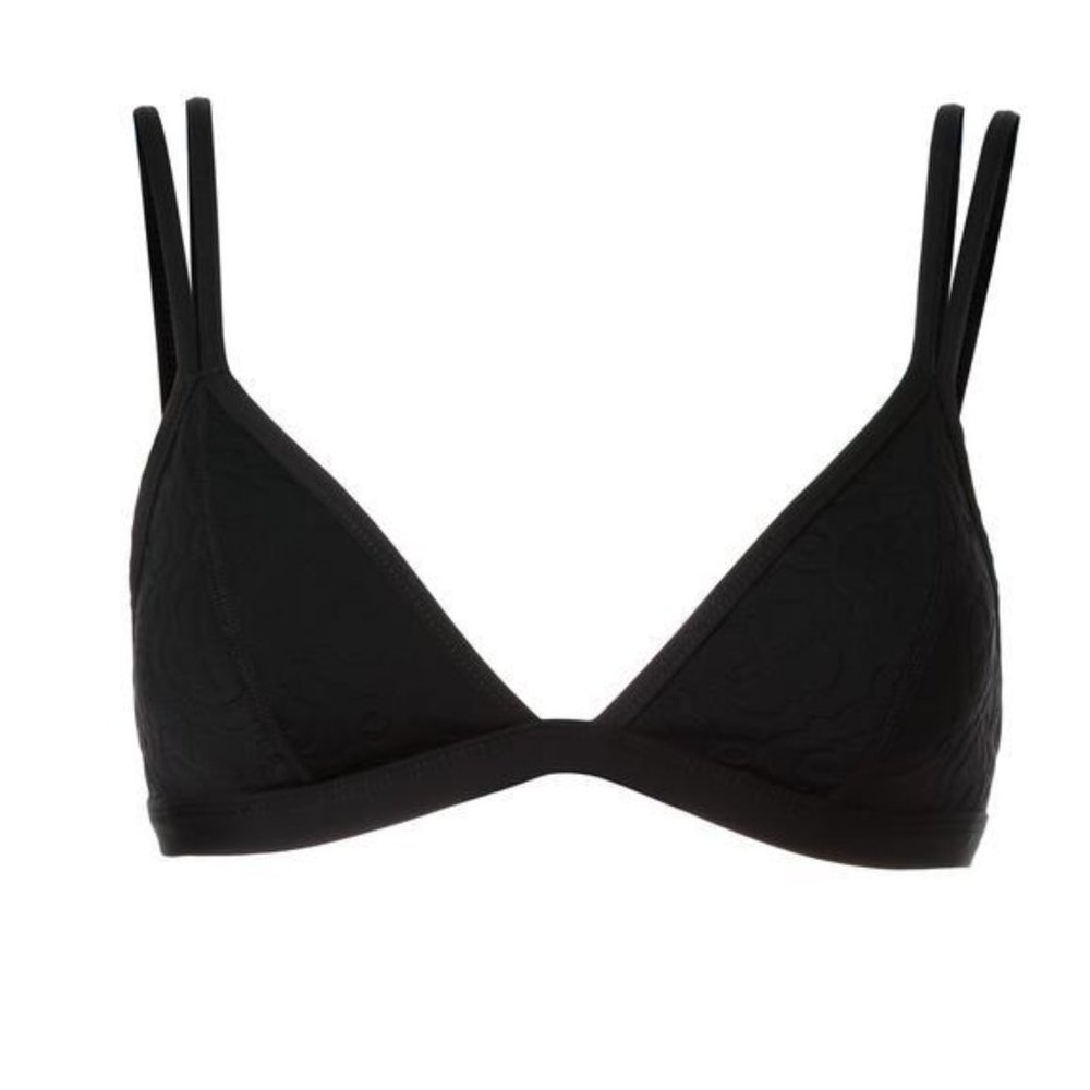 'ochre' Fixed Tri Bikini Top In Black